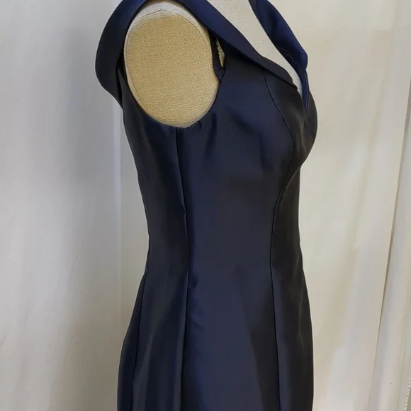 Xscape Navy Off-Shoulder Prom Dress - Picture 5 of 14